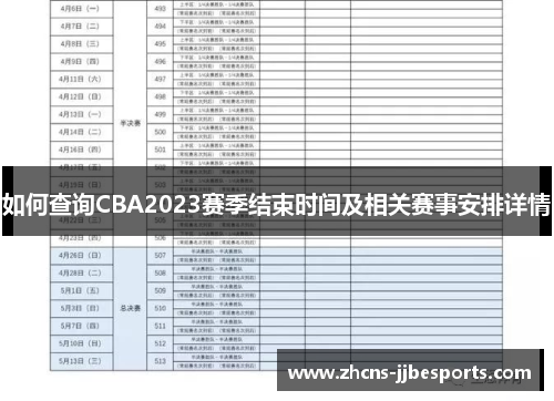 如何查询CBA2023赛季结束时间及相关赛事安排详情 如何查询CBA2023赛季结束时间及相关赛事安排详情